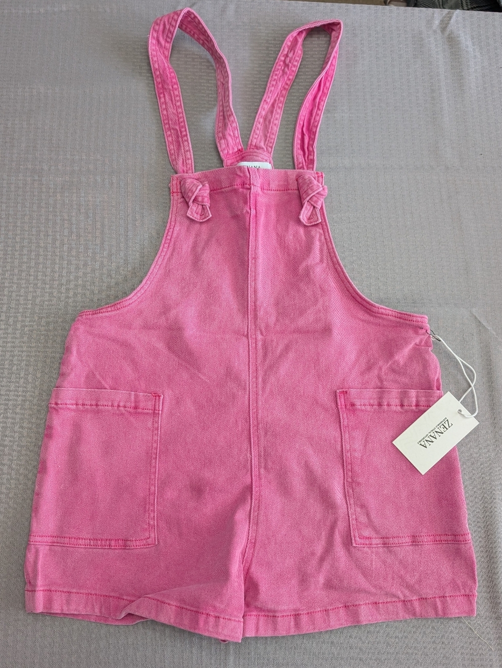Zenana Women's Knot Strap Cotton Blend Romper/Overalls/Jumpsuit Hot Pink New